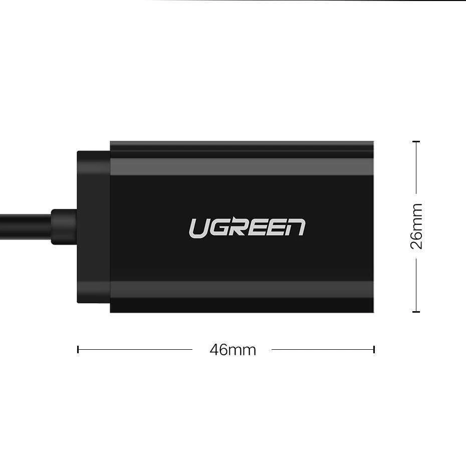 Išorinė USB garso plokštė UGREEN 15cm (juoda)