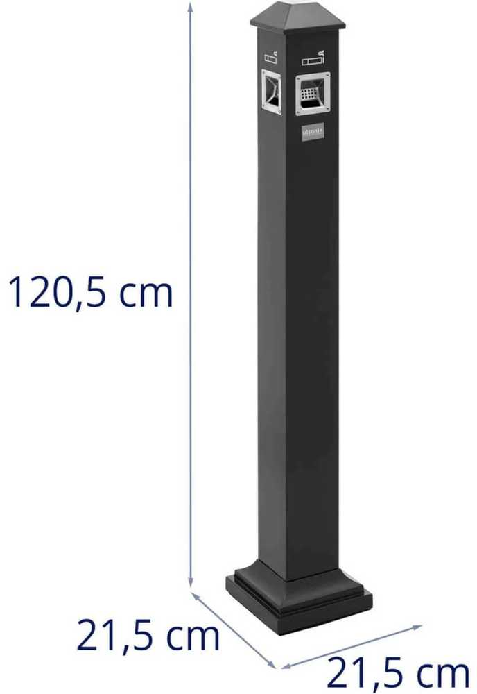 Peleninė Ulsonix, laisvai pastatoma, uždara, geležinė peleninė, 3,5 l - tamsiai pilka