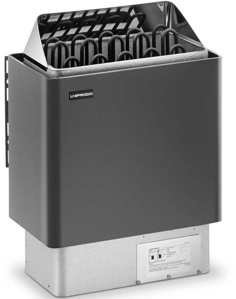 Uniprodo Piec do sauny elektrinis 9-13 m3 do 110C 400 V 9 kW juodai-sidabrinis
