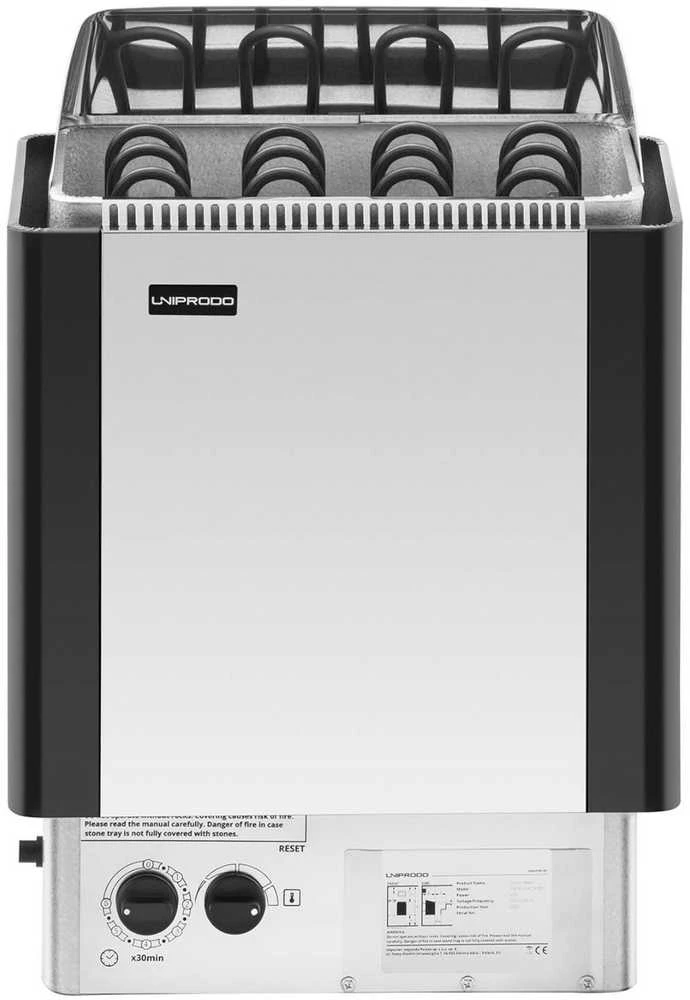 Uniprodo Elektrinė pirties krosnelė su įmontuotu valdymu 5-9 m3 iki 110C 400 V 6 kW