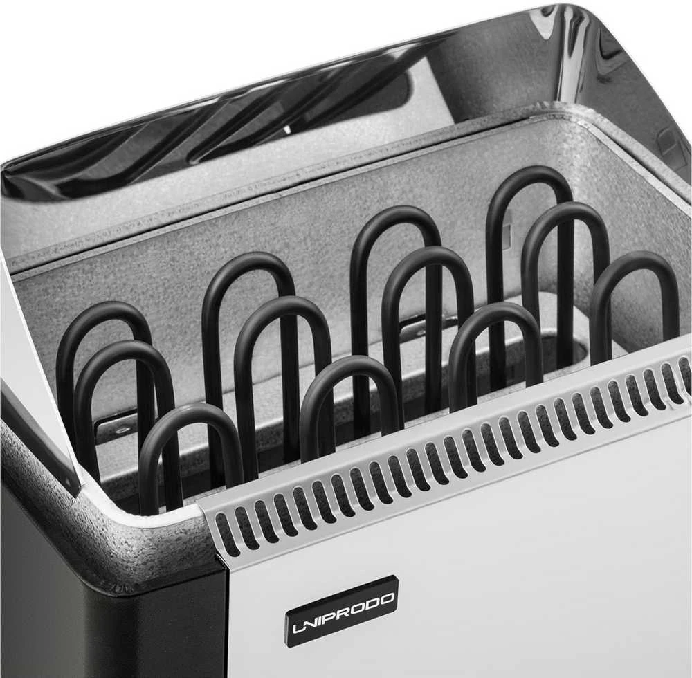 Uniprodo Elektrinė pirties krosnelė su įmontuotu valdymu 5-9 m3 iki 110C 400 V 6 kW