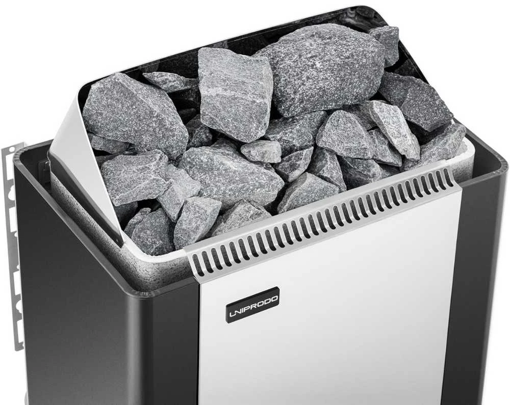 Uniprodo Elektrinė pirties krosnelė su įmontuotu valdymu 5-9 m3 iki 110C 400 V 6 kW