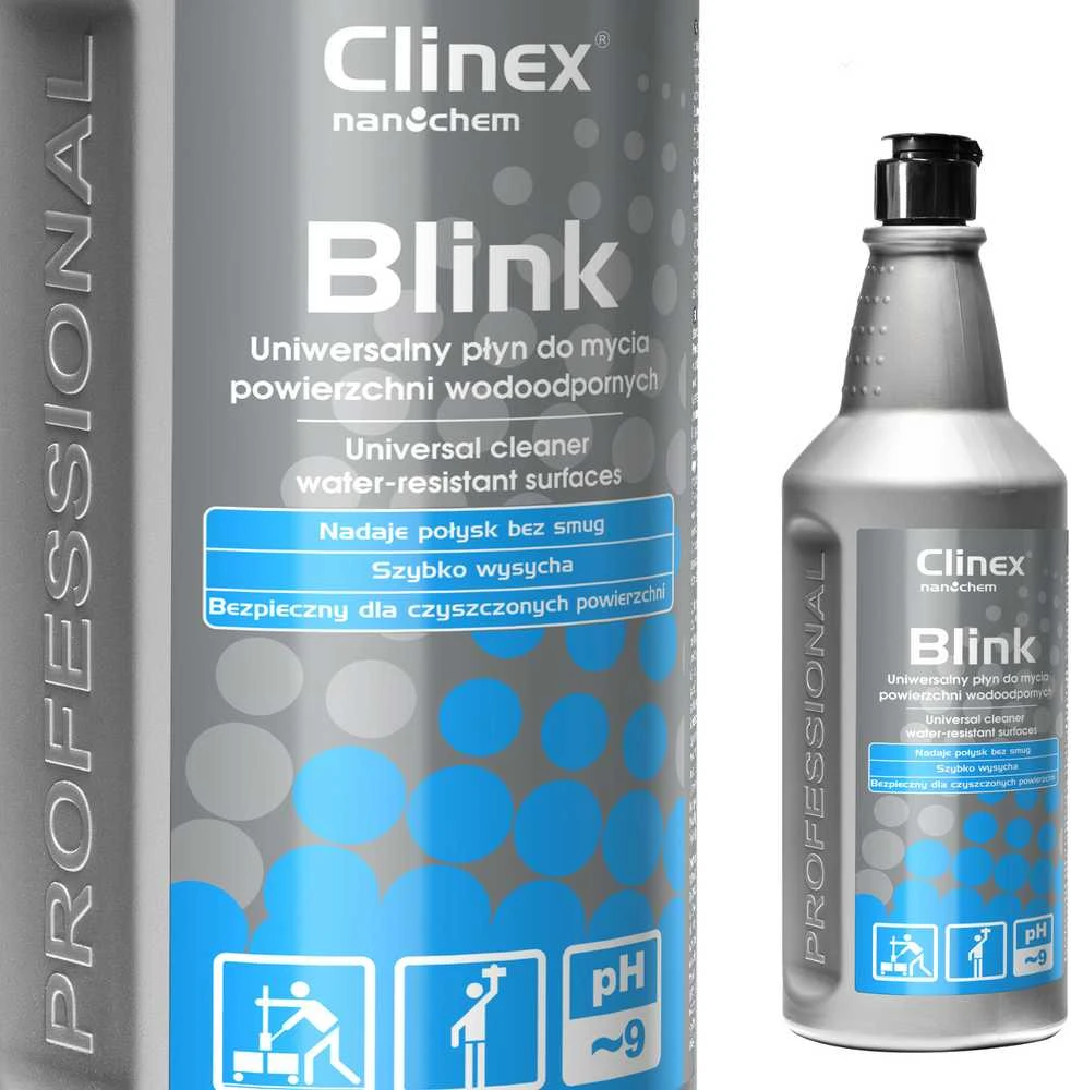 Universalus skystis paviršiams valyti be dryžių, blizgesio, citrinos kvapo CLINEX Blink 1L