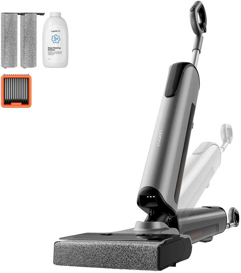 UWANT D700 Vertikalus dulkių siurblys su šluostymo funkcija ir įkrovimo stotele, baltos spalvos