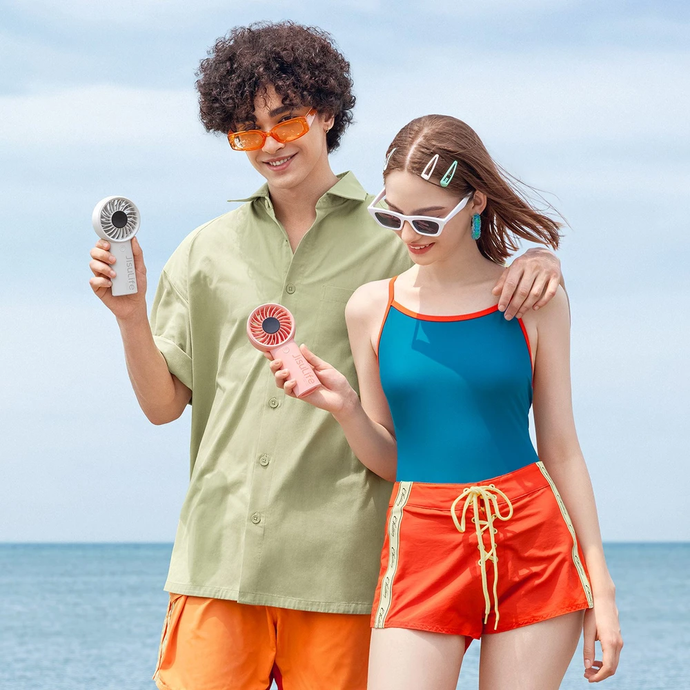 „Jisulife“ nešiojamasis ventiliatorius „Life4“, 3600 mAh, nešiojamas USB ventiliatorius – pilkas