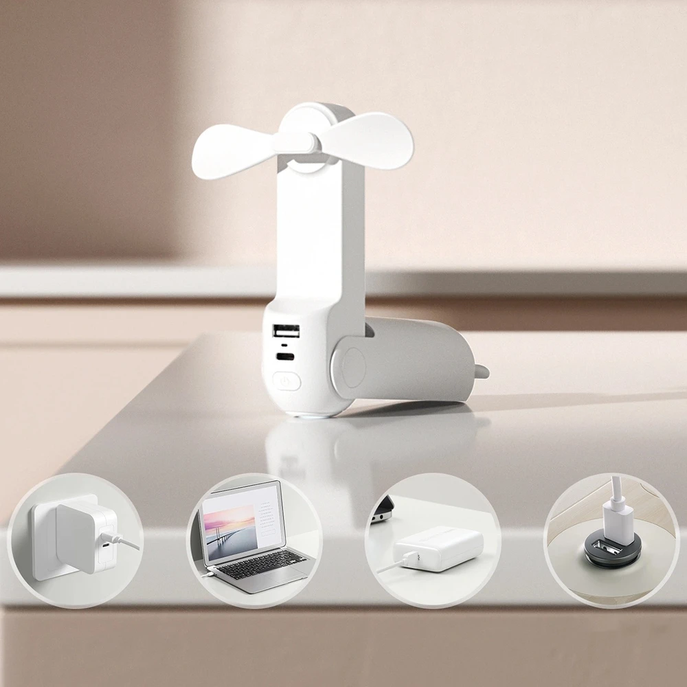„Jisulife“ nešiojamasis ventiliatorius „Life8 Plus“ su USB įkroviklio funkcija, 4500 mAh, ir žibintuvėliu - Baltas