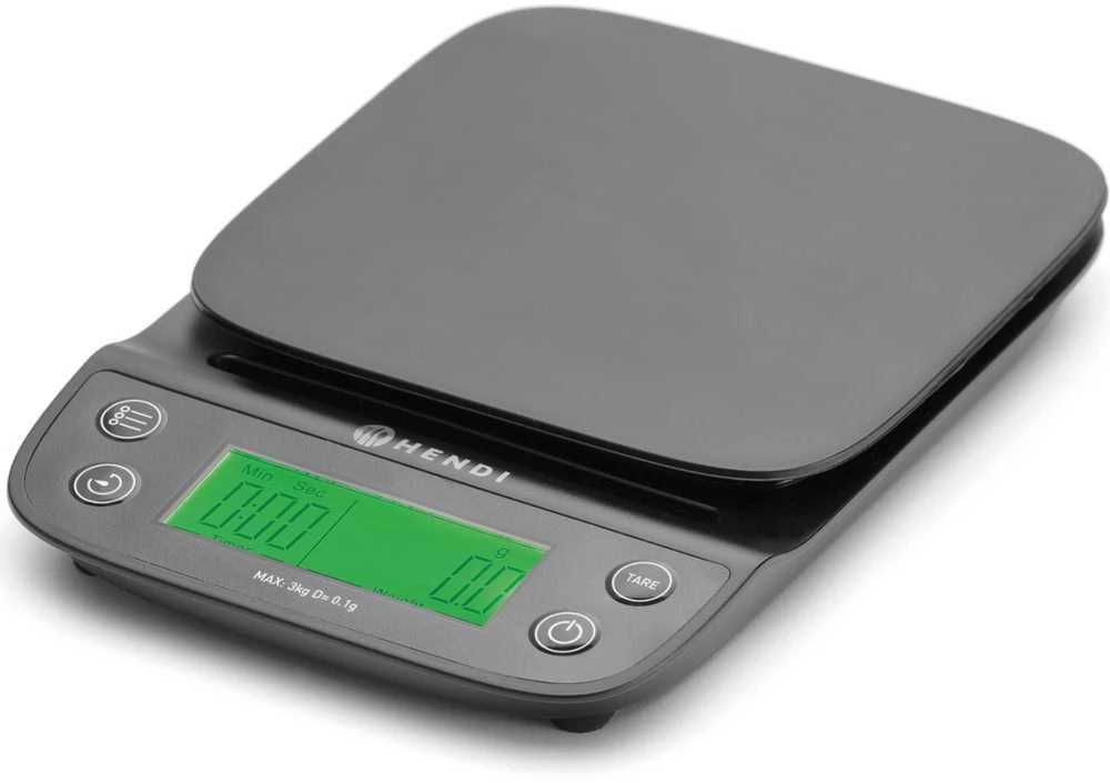 Virtuvinės svarstyklės elektroniczna su timerem 3 000 g / 0.1 g - Hendi 580011