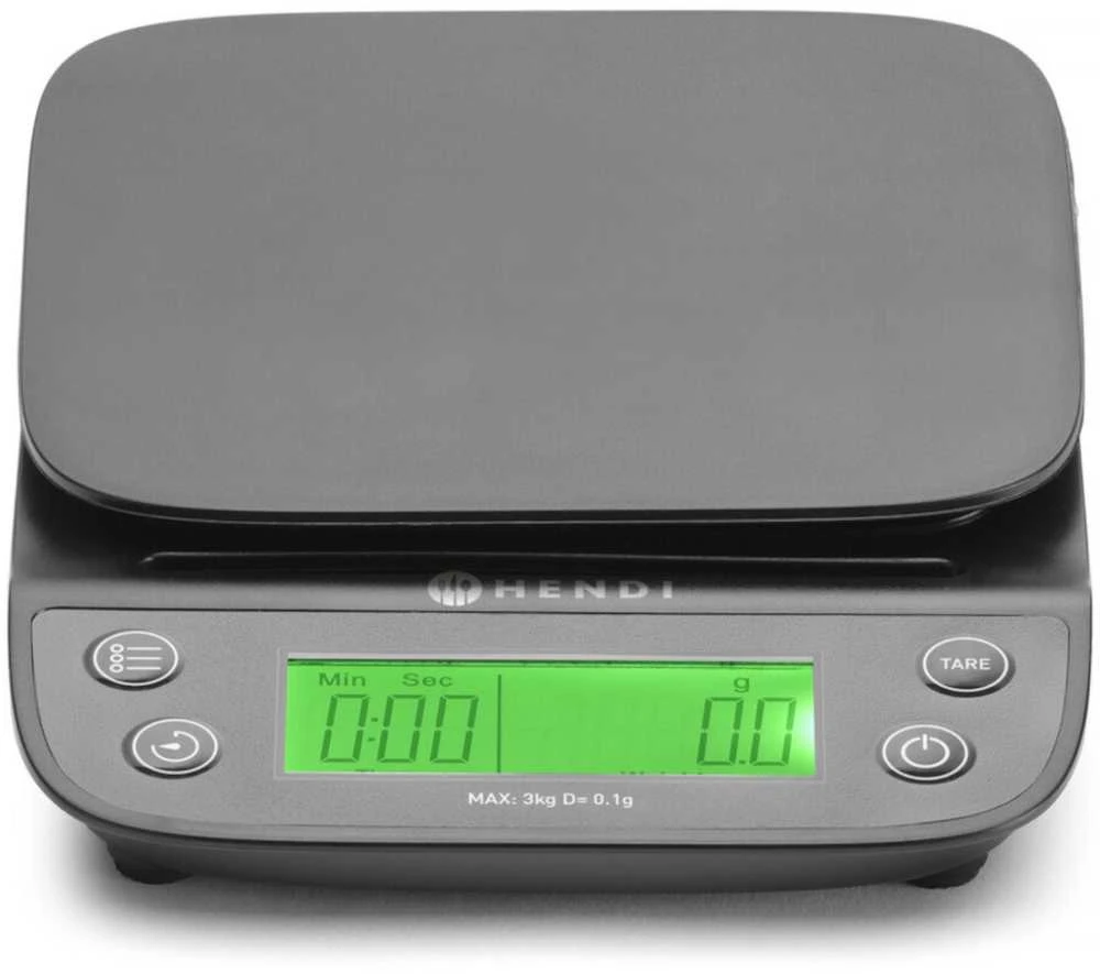 Virtuvinės svarstyklės elektroniczna su timerem 3 000 g / 0.1 g - Hendi 580011