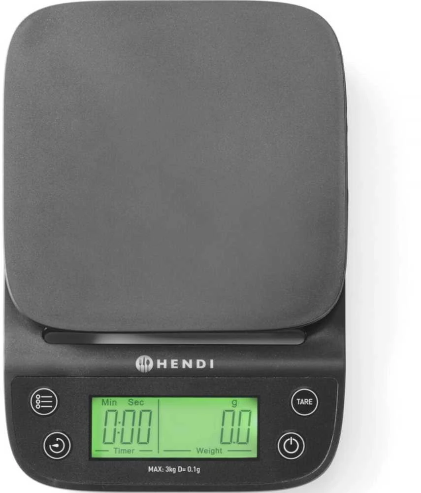 Virtuvinės svarstyklės elektroniczna su timerem 3 000 g / 0.1 g - Hendi 580011