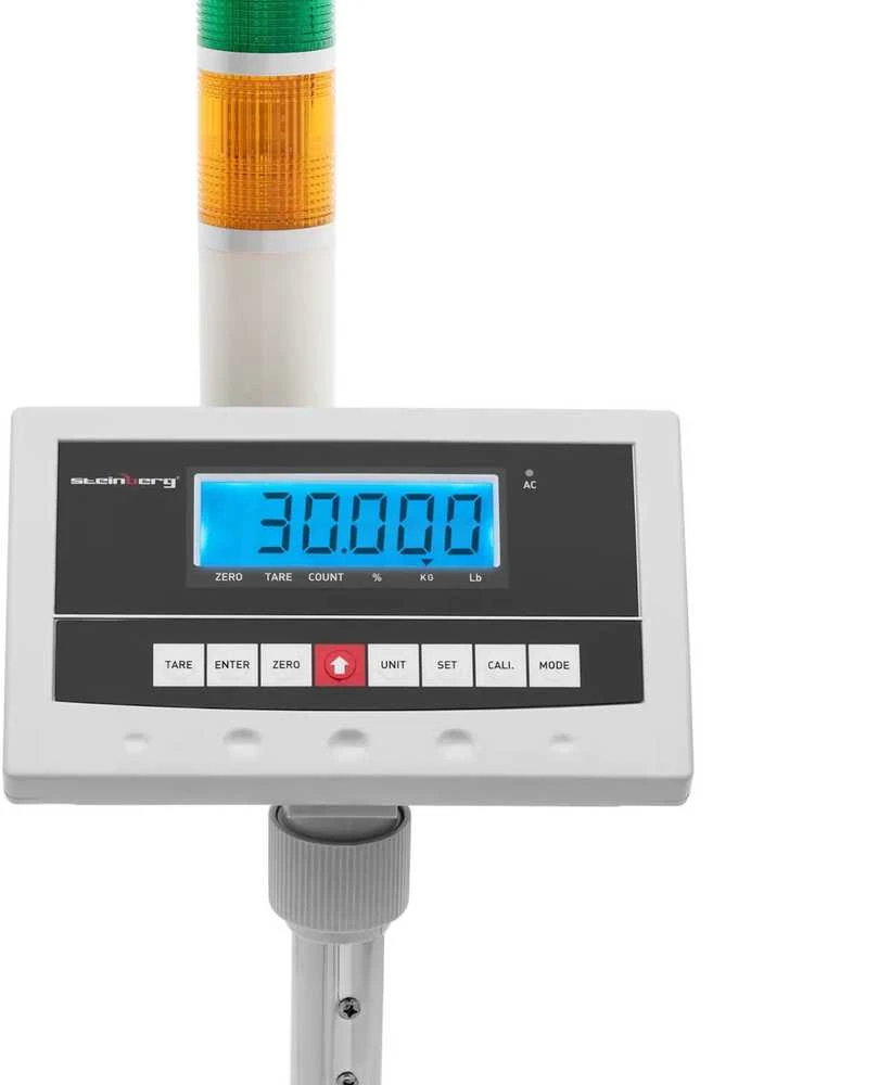 Steinberg Systems Sandėlio platforminės svarstyklės su LCD šviesos kolona 30 kg / 0,001 kg