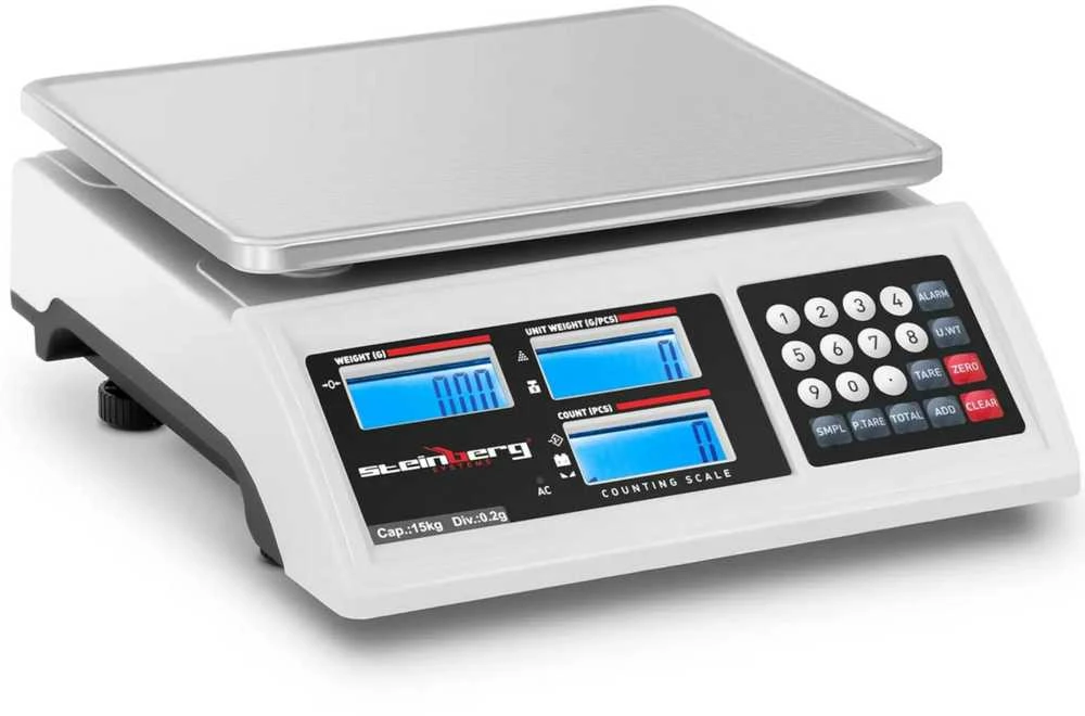 Virtuvinės svarstyklės Steinberg Systems Komercinių parduotuvių svarstyklių skaičiavimas LCD RS232 15000 g / 0,2 g
