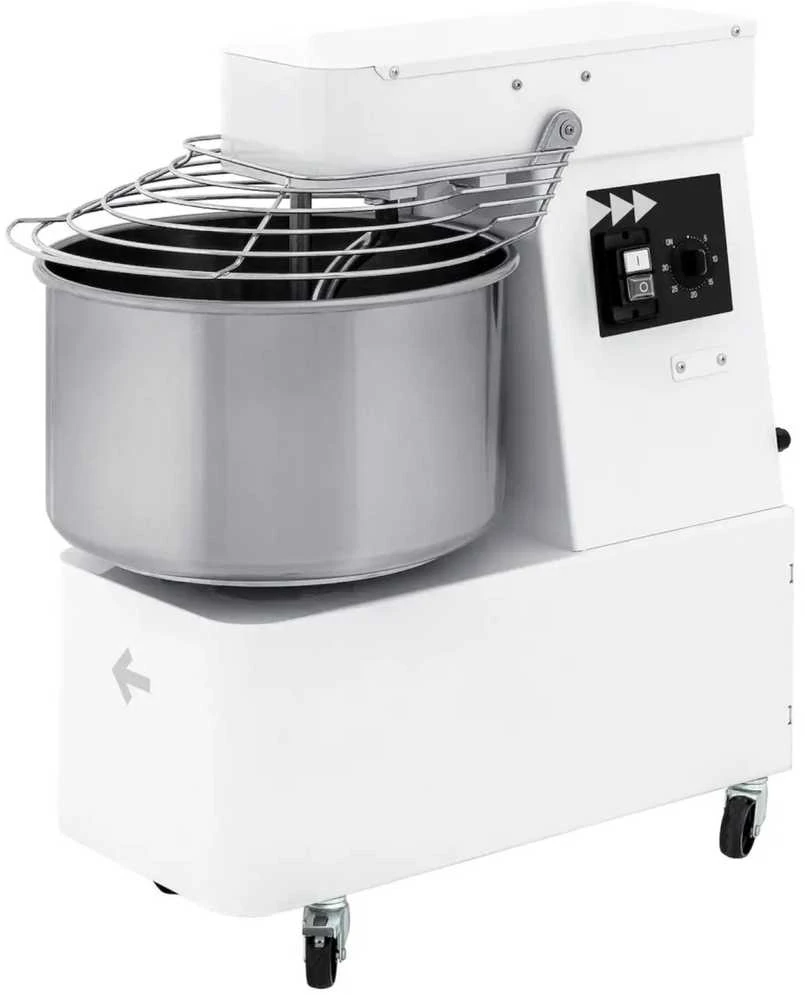 Virtuvinis kombainas Prismafood Spiralinis maišytuvas su fiksuotu dubeniu, 2 greičiai, 56 kg/val., 22 l, 400 V, 1100 W
