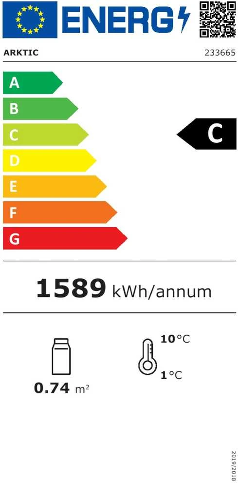 Šaldymo vitrina, stiklinė, 98L, 4 lentynos, balta ARKTIC Hendi 233665