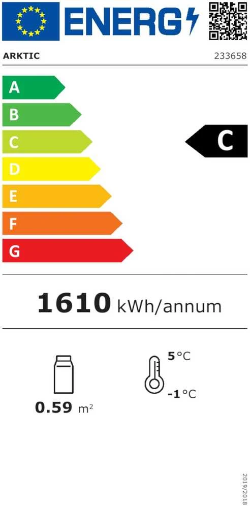 Reguliuojama stiklinė šaldymo vitrina 78L 3 lentynos juoda ARKTIC Hendi 233658