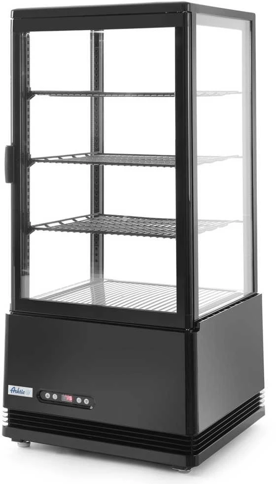 Reguliuojama stiklinė šaldymo vitrina 78L 3 lentynos juoda ARKTIC Hendi 233658