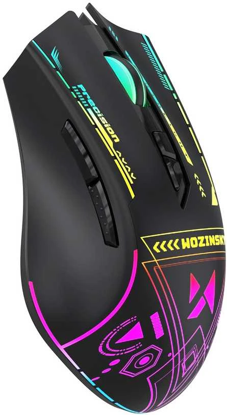 Wozinsky WMGB-3200 Optinė belaidė pelė žaidimams with Built-in Rechargeable Baterija 3200 DPI with RGB Lighting - Juodas