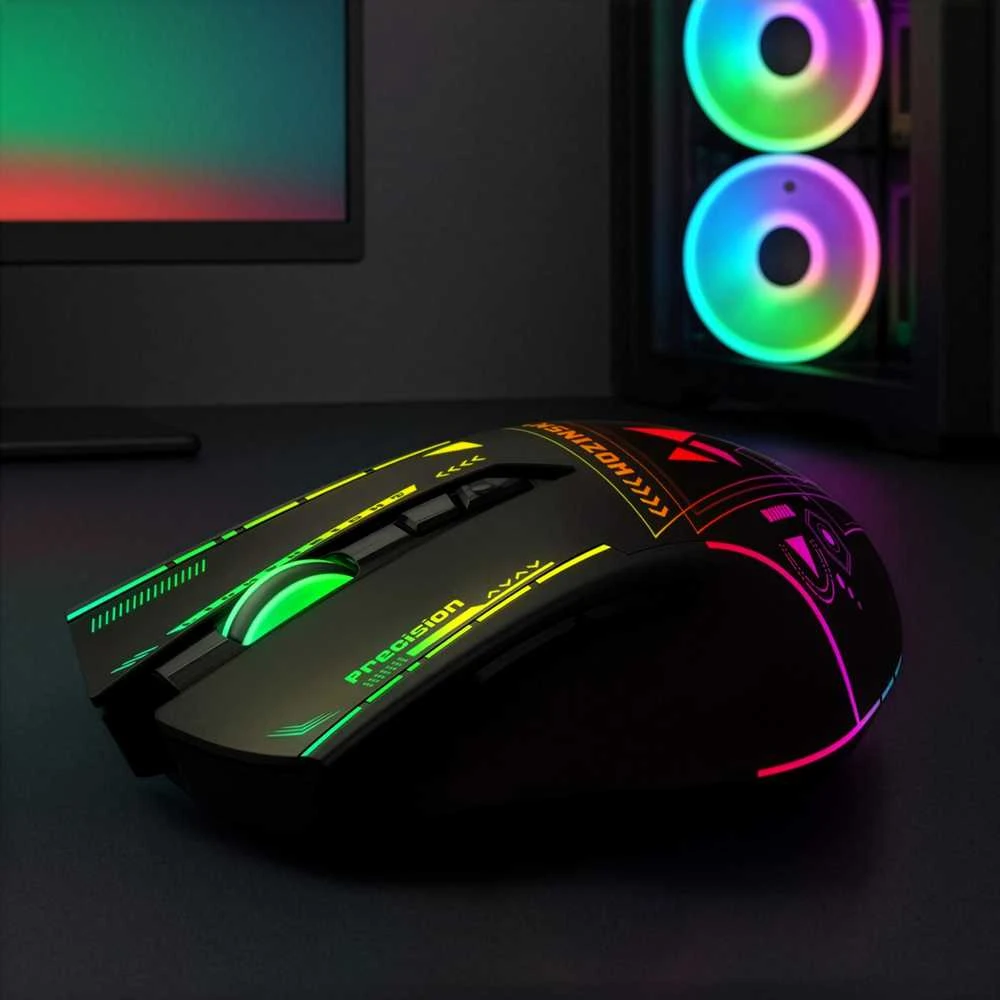 Wozinsky WMGB-3200 Optinė belaidė pelė žaidimams with Built-in Rechargeable Baterija 3200 DPI with RGB Lighting - Juodas