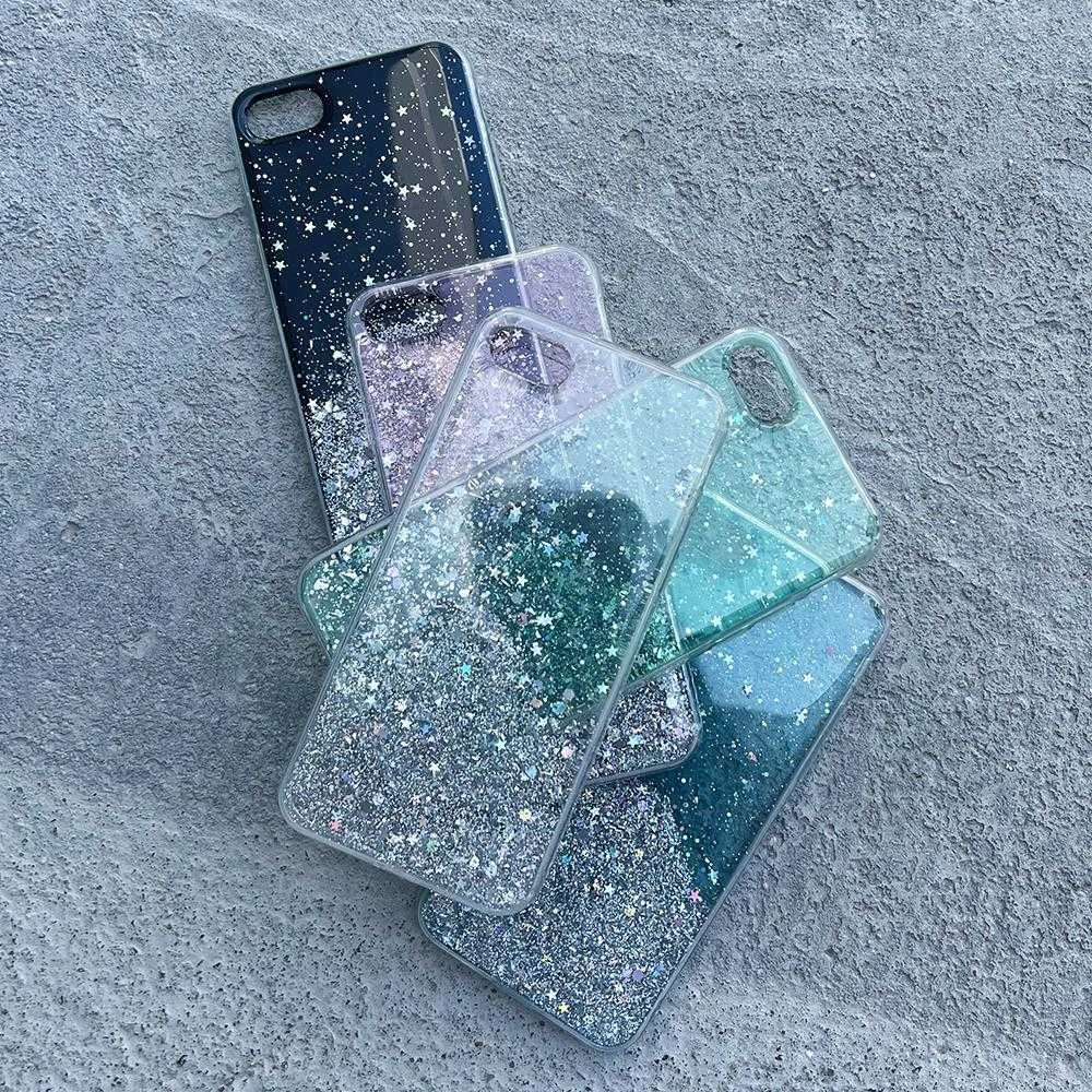 Dėklas Wozinsky Shiny dėklo dangtelis su blizgučiais Samsung Galaxy A72 4G Star Glitter juoda