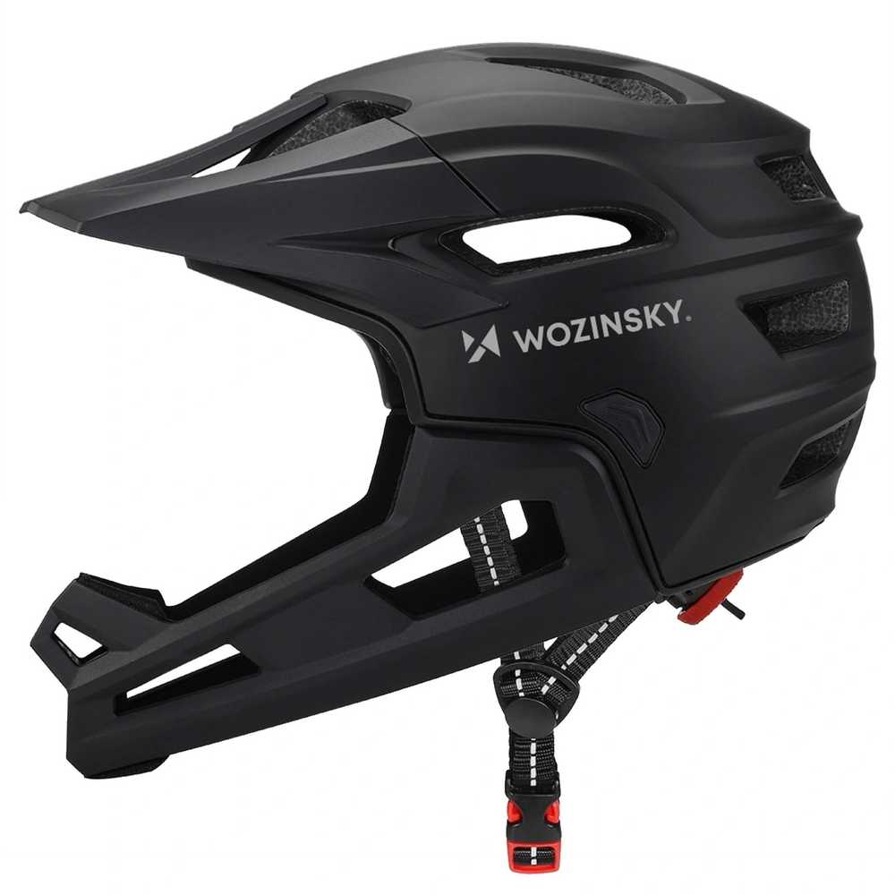 Dviratininko šalmas fullface Wozinsky su odpinanym daszkiem lekki 57-62 cm - juoda
