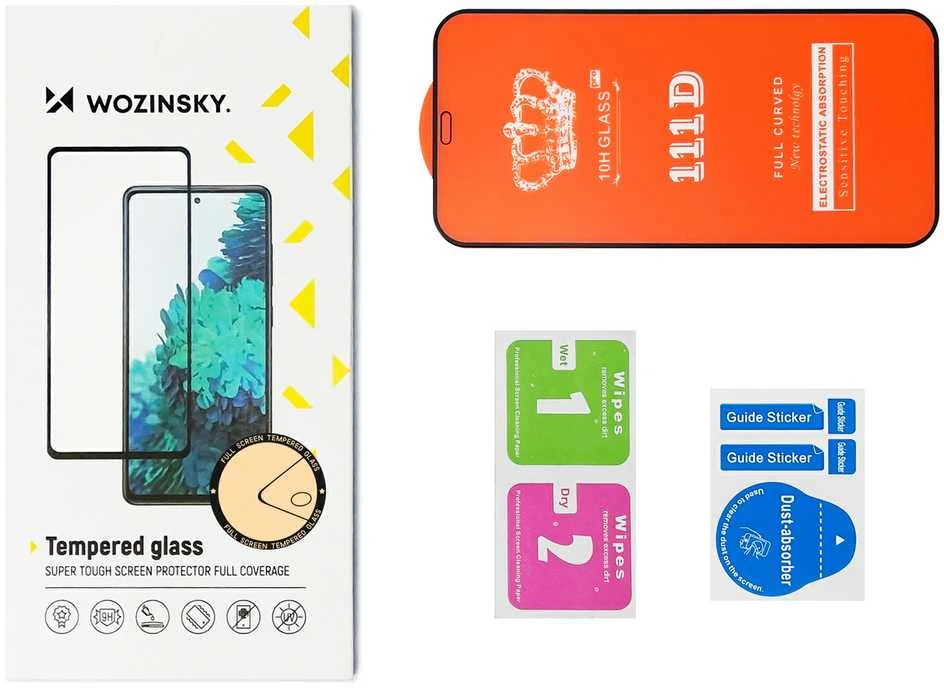 LCD apsauginis stikliukas "Wozinsky 5D Full Glue" Samsung S901 S22/S911 S23 pritaikytas dėklui juodas