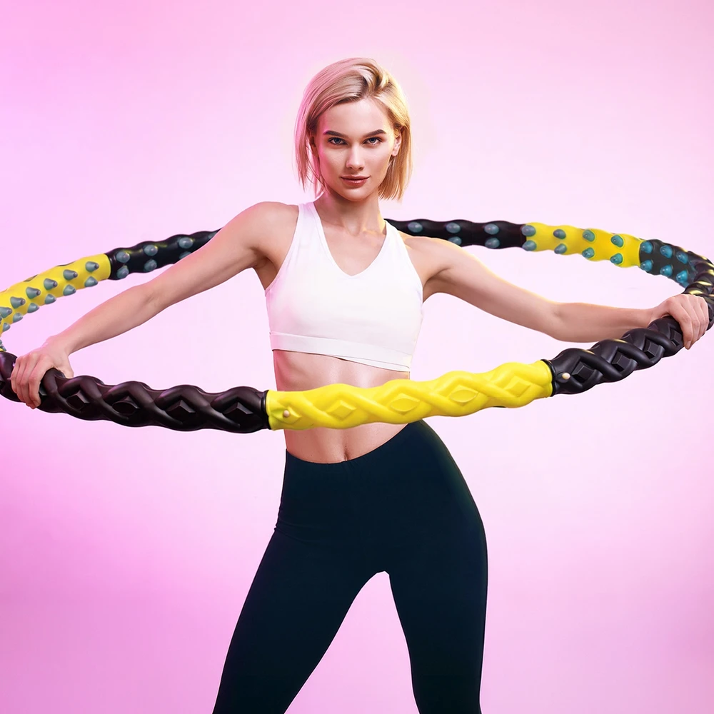 Wozinsky WHH-110 Hula Hoop masažuoklis su mazgeliais - Juodas ir Geltona