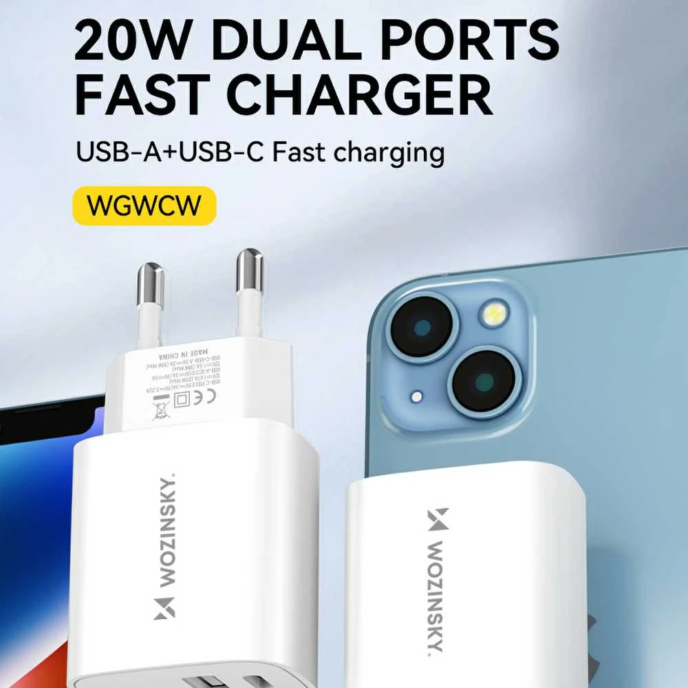 Įkroviklis Wozinsky (WGWCW) (1xUSB-C;1xUSB 3A 20W) baltas