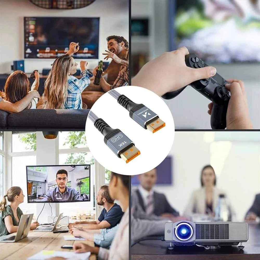 Wozinsky WPS-16AYL1S DisplayPort 2.1 Cable 80 Gb/s 16K@60Hz 8K@120Hz 4K@240Hz HDR HDCP DSC 1m - Juodas