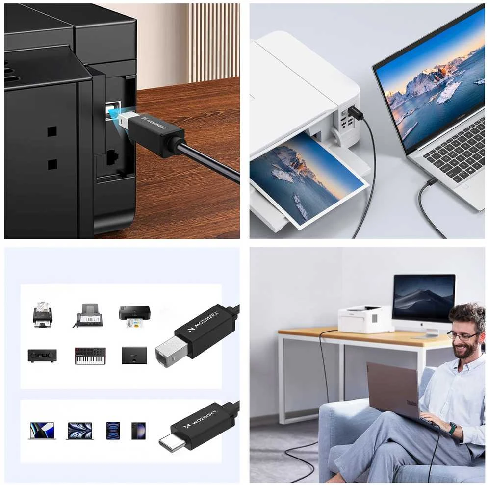 Wozinsky WKDDY2S USB-B - USB-C kabelis 2 m - juodas