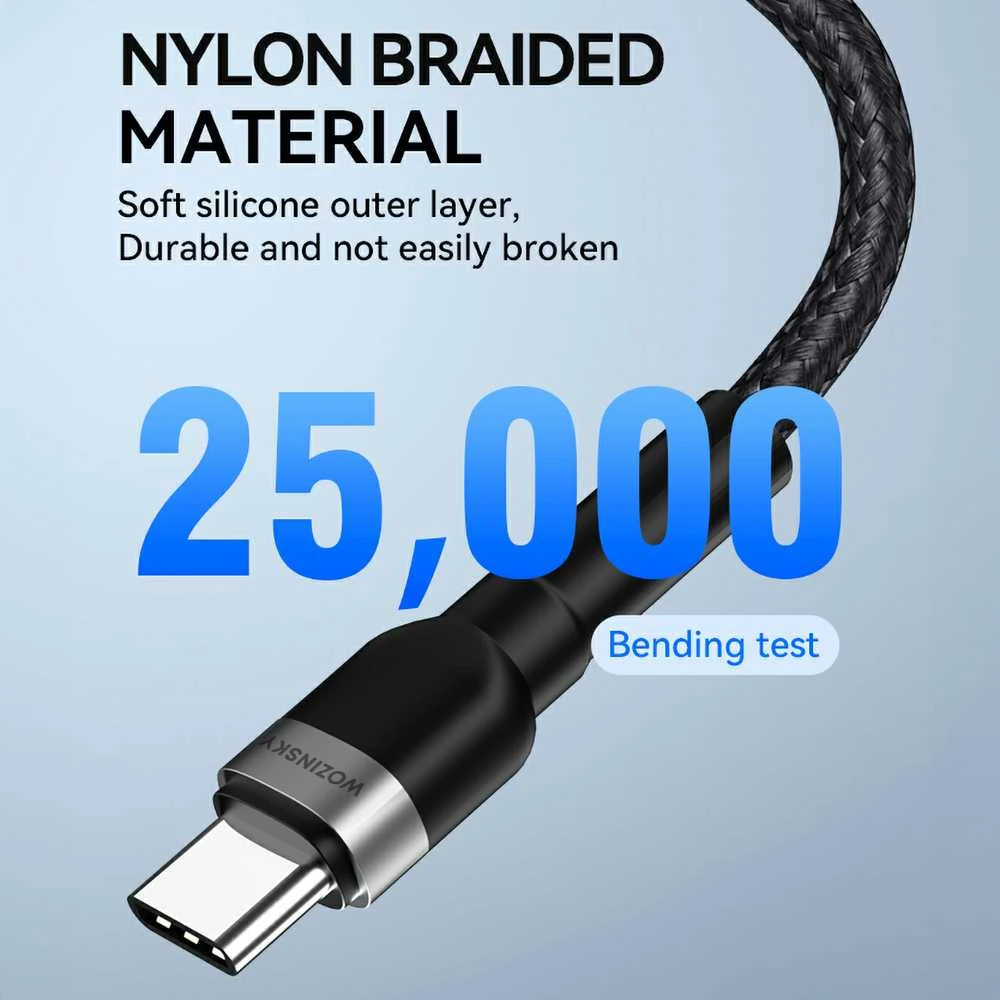 Wozinsky WNBCC1 USB-C / USB-C PD 65W kabelis 1 m – juodos spalvos