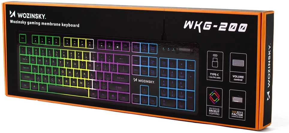 Wozinsky WKG-200 RGB Membrane Klaviatūra žaidimams su ratuku - Juodas