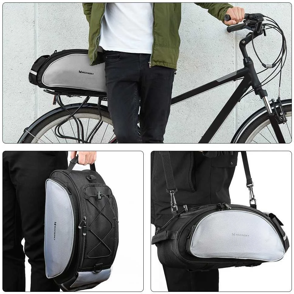 Wozinsky bike carrier bag with shoulder strap 13l juodos spalvos (WBB1BK)