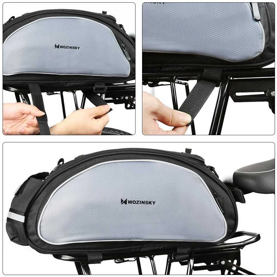 Wozinsky bike carrier bag with shoulder strap 13l juodos spalvos (WBB1BK)