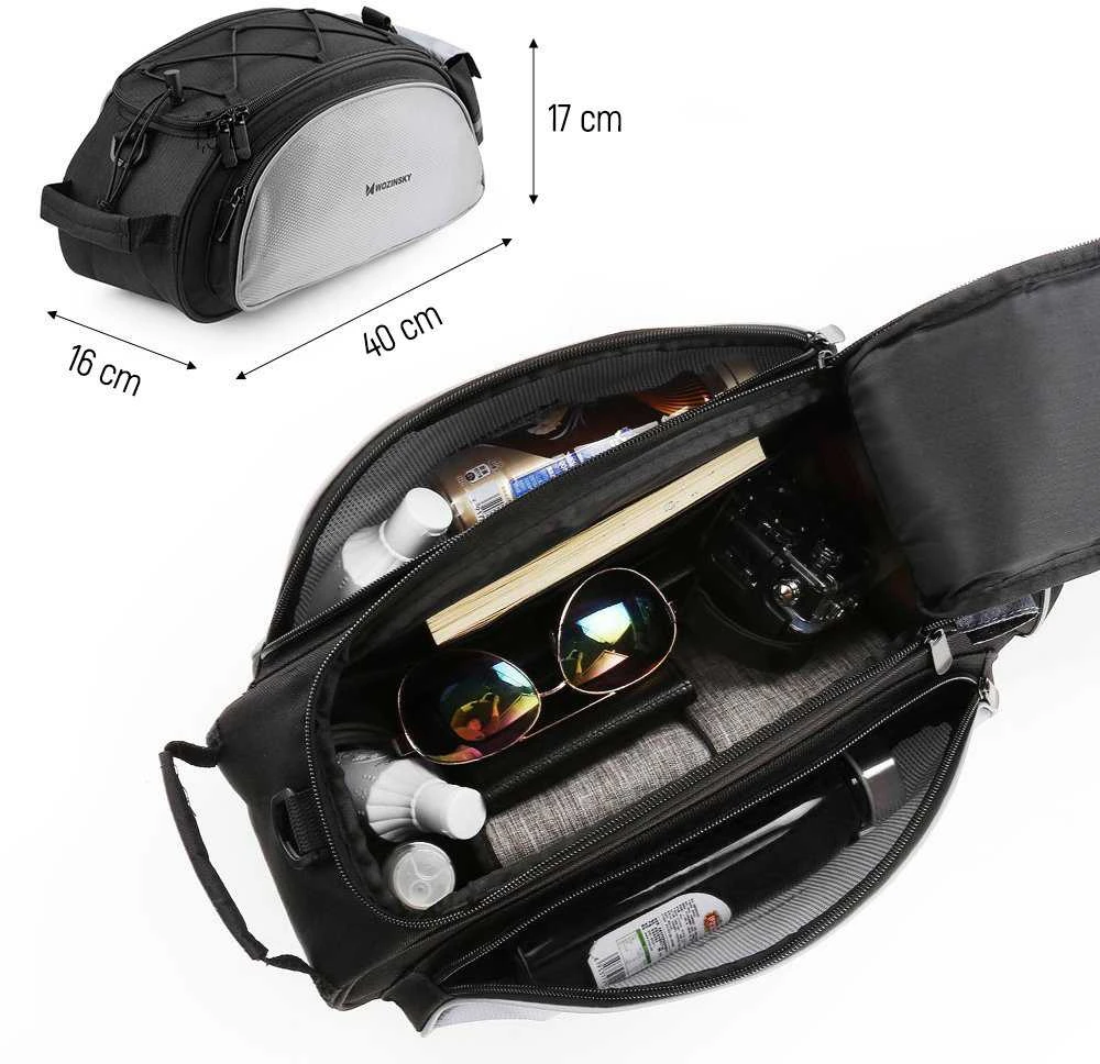 Wozinsky bike carrier bag with shoulder strap 13l juodos spalvos (WBB1BK)
