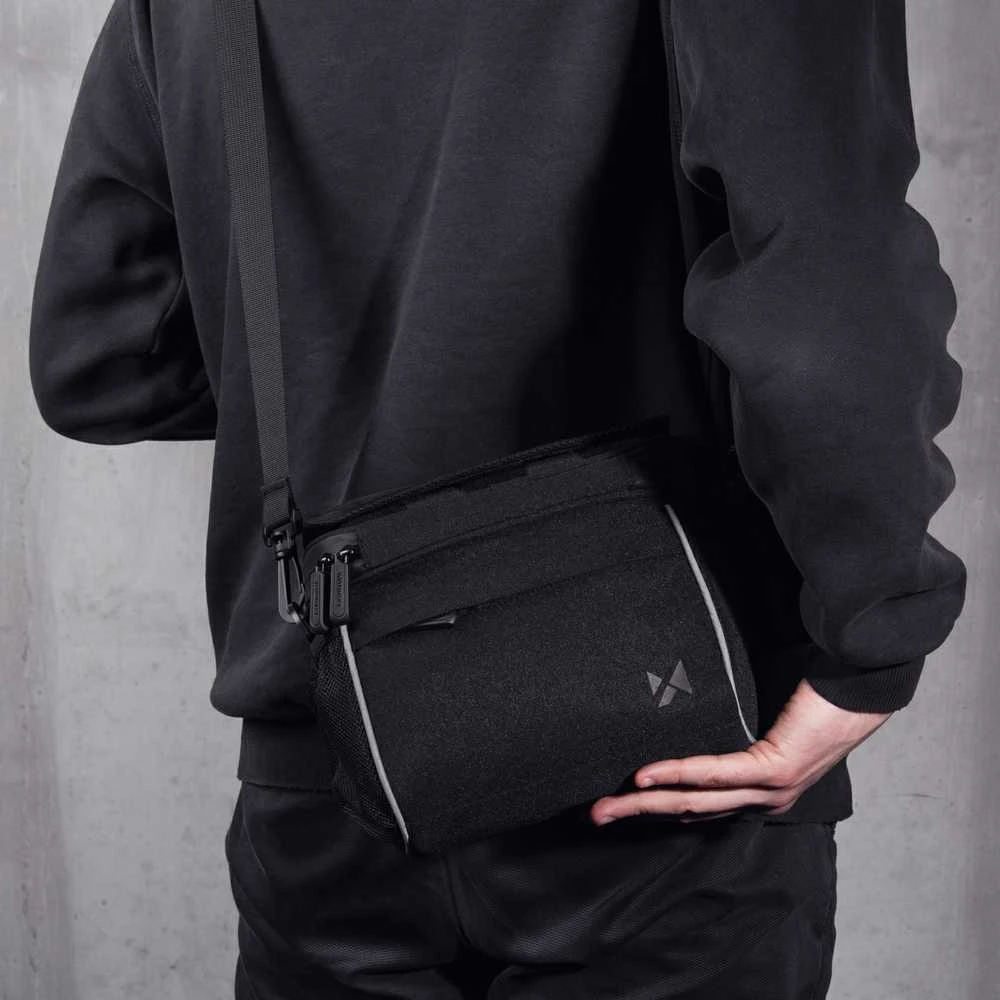 Wozinsky bicycle handlebar bag bike shoulder bag juodos spalvos (WBHBB-01)