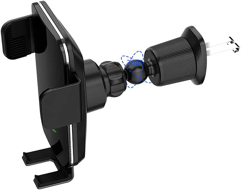Wozinsky WEDZ-3Y8S clamp automobilinis telefono laikiklis su 15W inductive charger for phone on the air vent – juodos spalvos