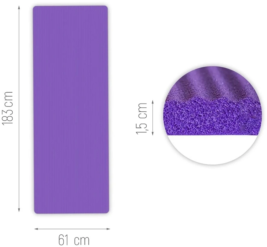 Wozinsky WNSP-15F mankštos kilimėlis 183 x 61 x 1,5 cm, storas gimnastikos kilimėlis jogai ir fitnesui – purpurinis