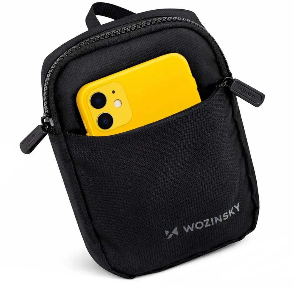 Wozinsky WMS-W1 Unisex Mini Shoulder Bag Atsparus vandeniui Dual-Compartment for Phone - Juodas