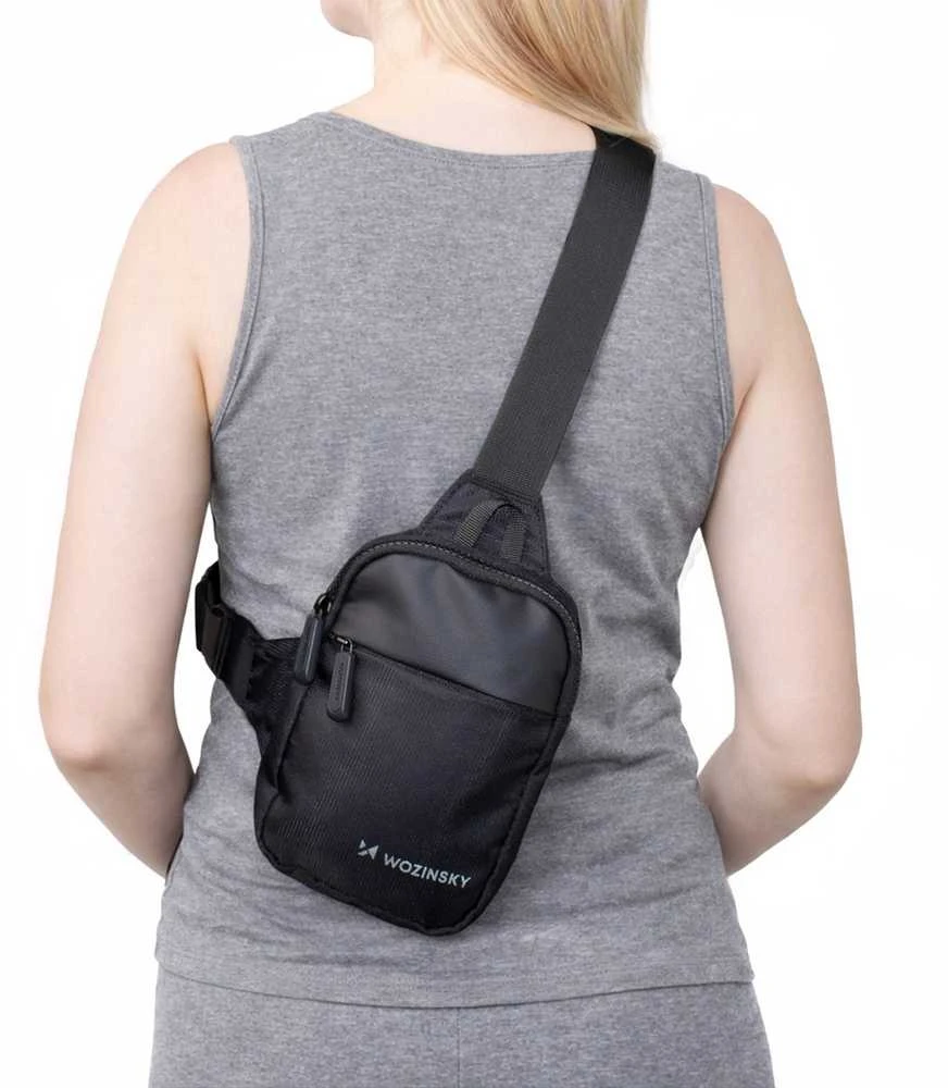 Wozinsky WMS-W1 Unisex Mini Shoulder Bag Atsparus vandeniui Dual-Compartment for Phone - Juodas