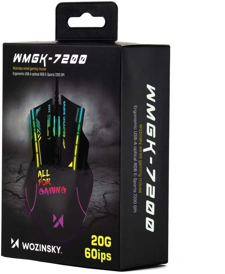 Wozinsky WMGK-7200 su laidu Optinė pelė žaidimams 7200 DPI - Juodas