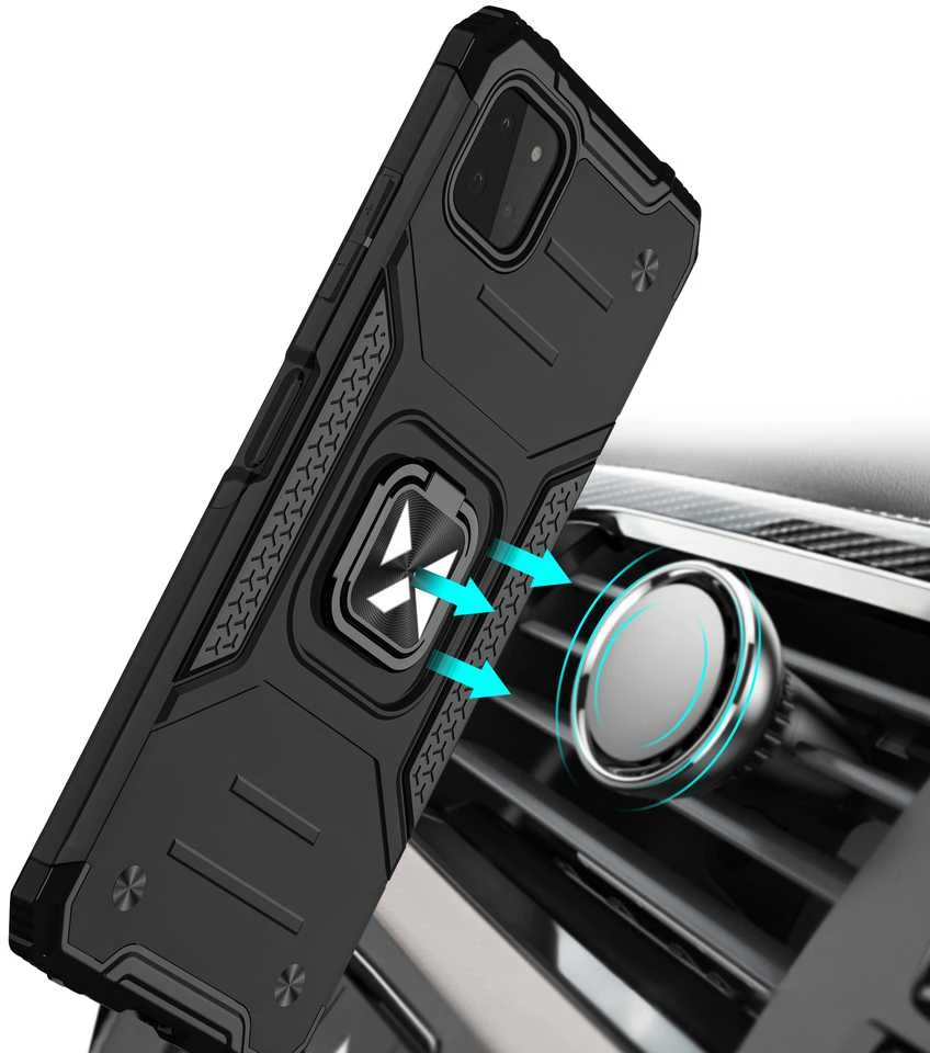 Dėklas Wozinsky Šarvuotas dėklo dangtelis + magnetinis laikiklis Samsung Galaxy A22 4G Ring Armor raudonas