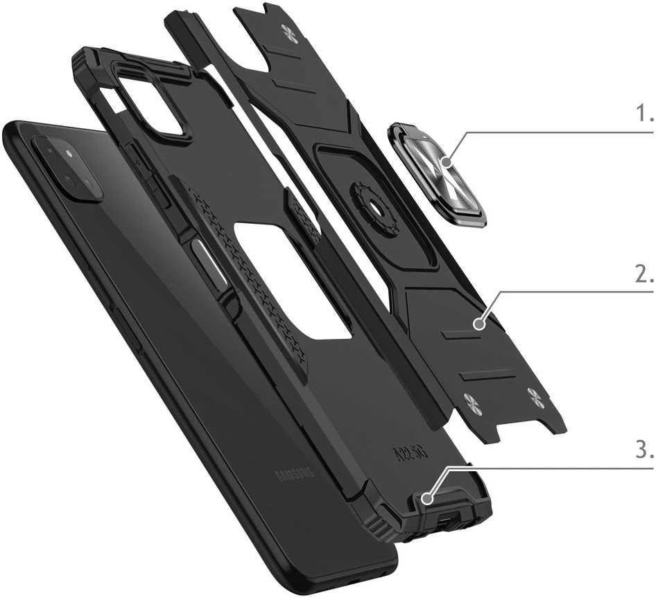 Dėklas Wozinsky Šarvuotas dėklo dangtelis + magnetinis laikiklis Samsung Galaxy A22 4G Ring Armor raudonas