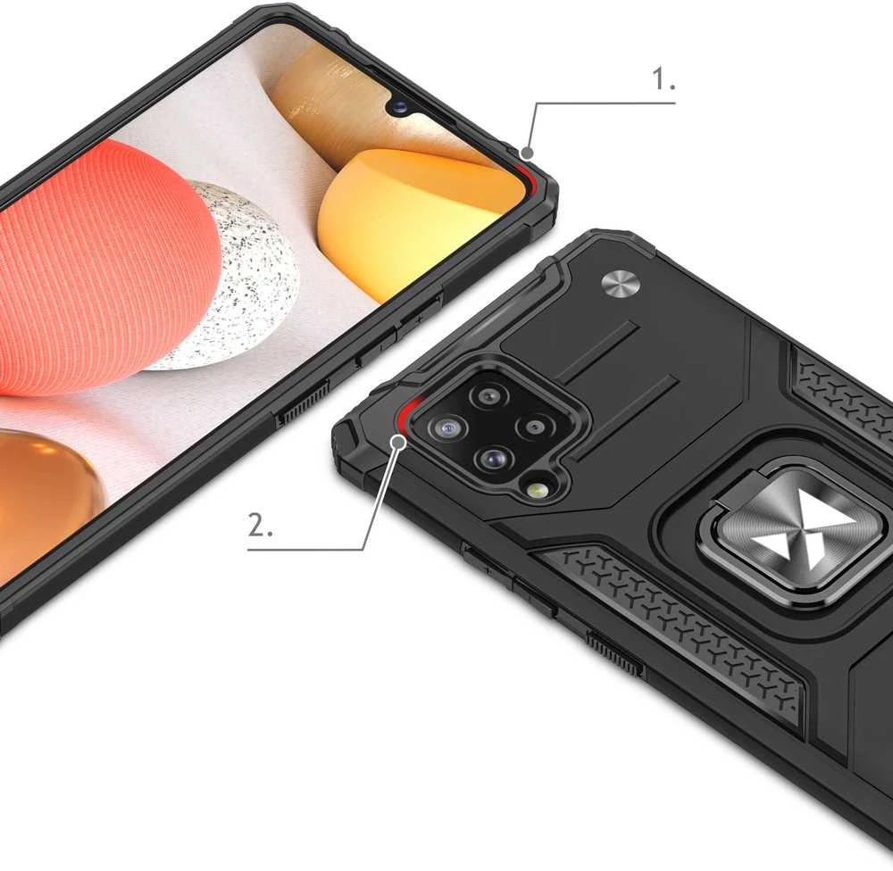 Dėklas Wozinsky Armored dėklo dangtelis + magnetinis laikiklis Samsung Galaxy A42 5G Ring Armor rožinė