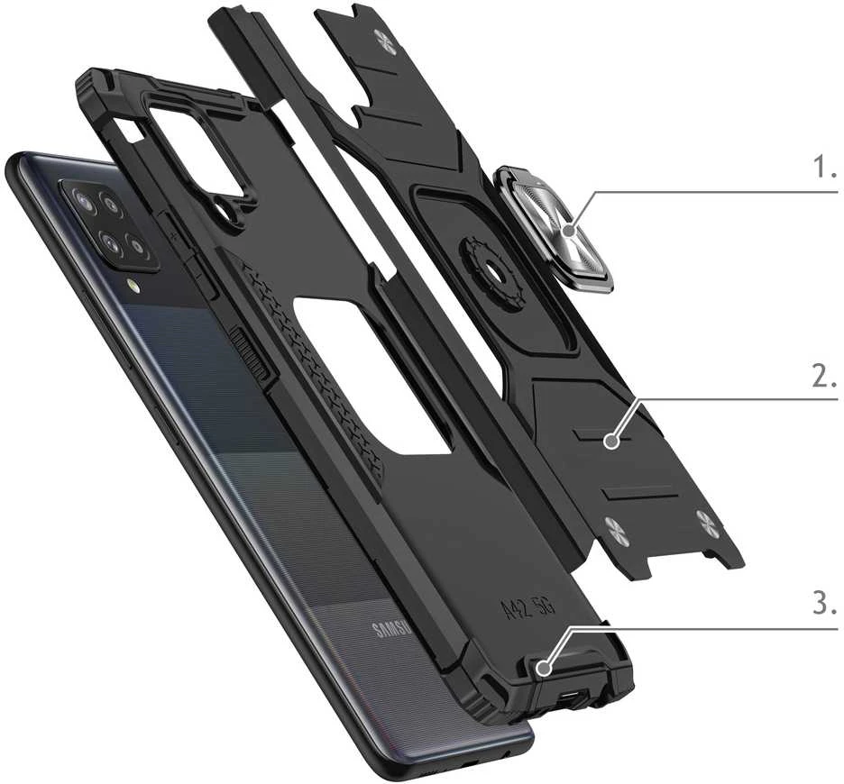 Dėklas Wozinsky Armored dėklo dangtelis + magnetinis laikiklis Samsung Galaxy A42 5G Ring Armor raudona