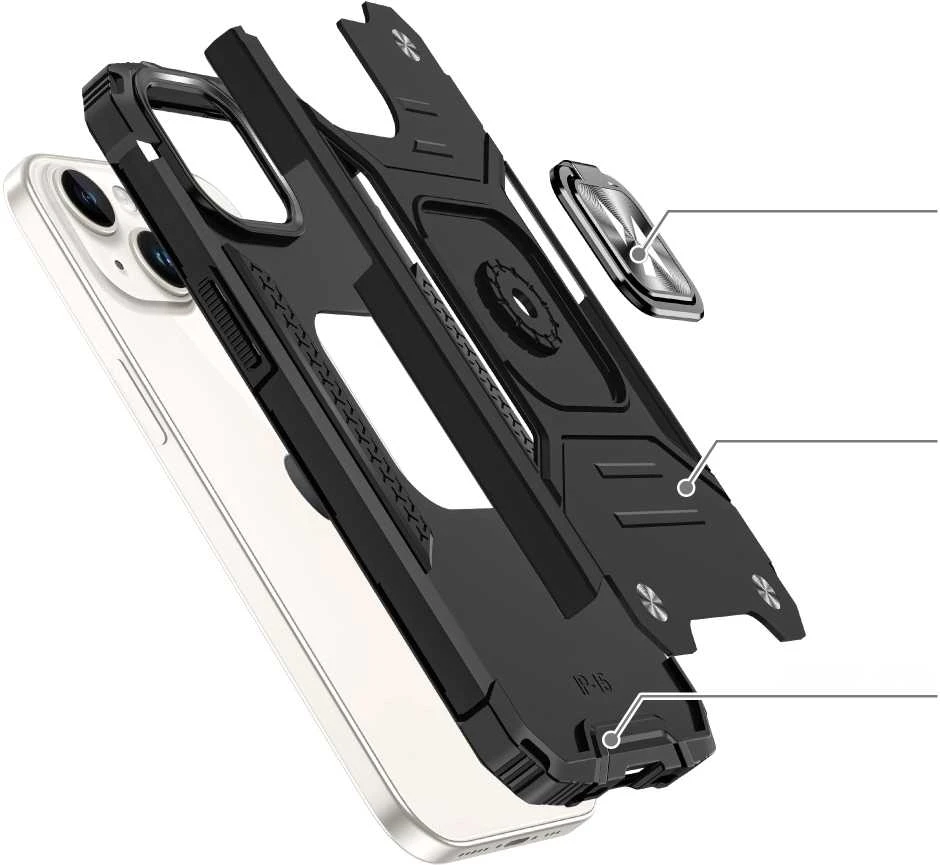 Dėklas Wozinsky Pancerne etui su laikikliu na palec do iPhone 15 Plus Ring Armor mėlyna