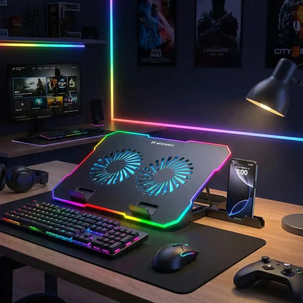 Wozinsky WDCX-A26 NitroCool RGB Gaming Nešiojamas kompiuteris Cooling Pad - Juodas
