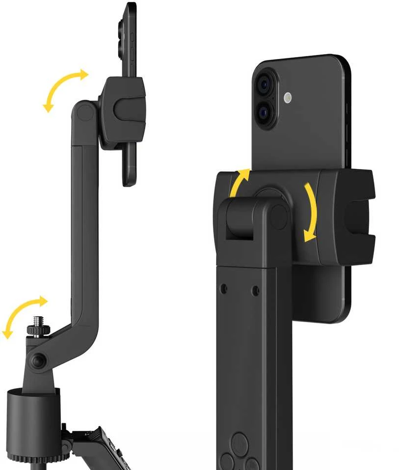 Wozinsky WST-360YS asmenukių lazda su trikojo funkcija ir 360° dirbtinio intelekto automatiniu veido sekimu bei gestų valdymu – juodos spalvos