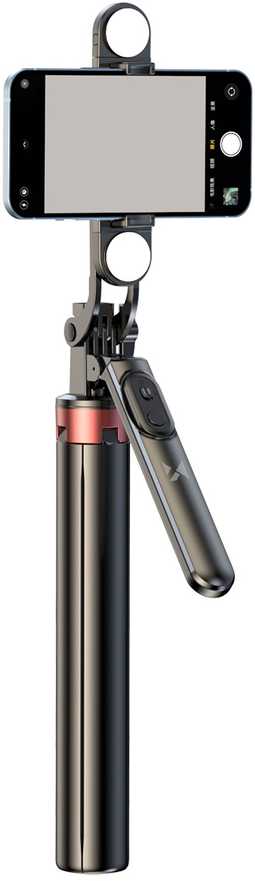 Wozinsky Asmenukių lazda WH181D-Y1S 1.75m aluminum alloy telescopic tripod with dual lamp and phone holder – juodos spalvos