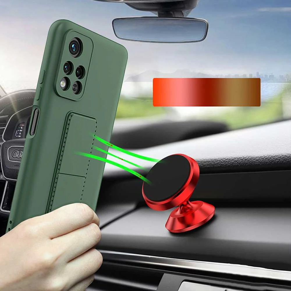 Wozinsky Silikoninis dėklas su pagrindiniu dėklu Xiaomi Poco M4 Pro 5G Kickstand Case razin