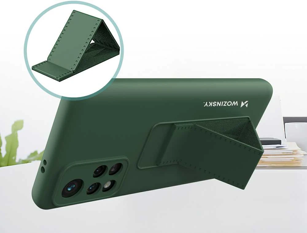 Wozinsky Silikoninis dėklas su pagrindiniu dėklu Xiaomi Poco M4 Pro 5G Kickstand Case razin