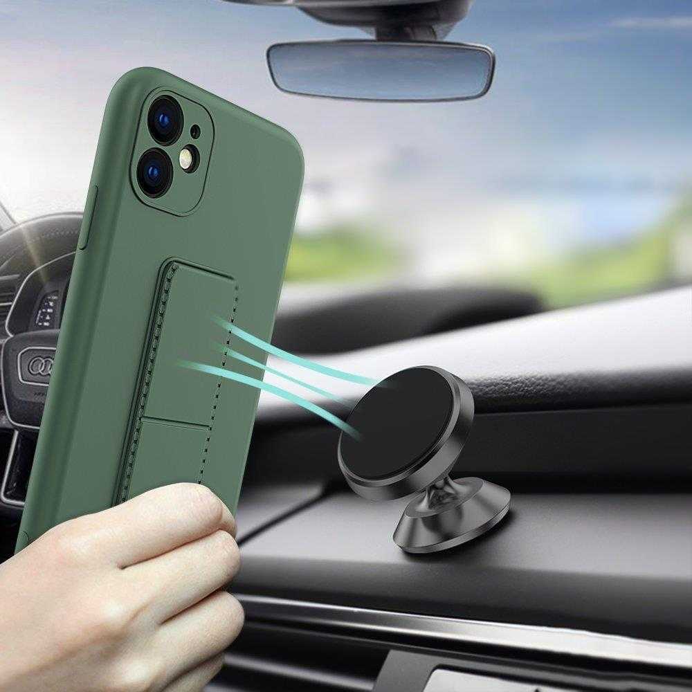 Dėklas Wozinsky Silikonowe etui su podstawką iPhone 13 Pro Max Kickstand Case tamsiai mėlyna